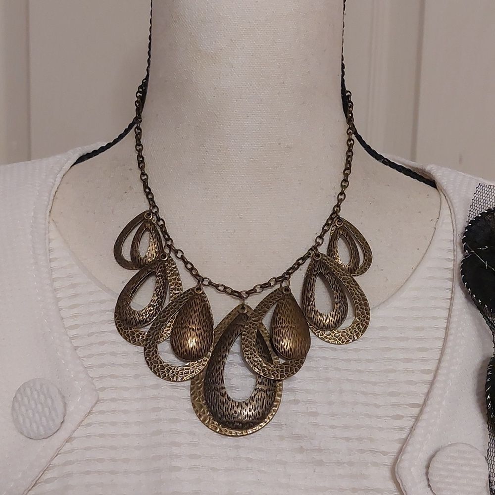 Paparazzi Teardrop Tempest Brass Necklace Rustic Boho Statement